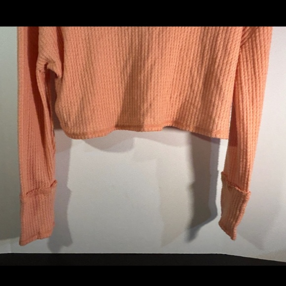 Wild Fable Long Sleeve Waffle Knit Crop Pullover Top/Sweater Peach Size S - NWT - Picture 8 of 15